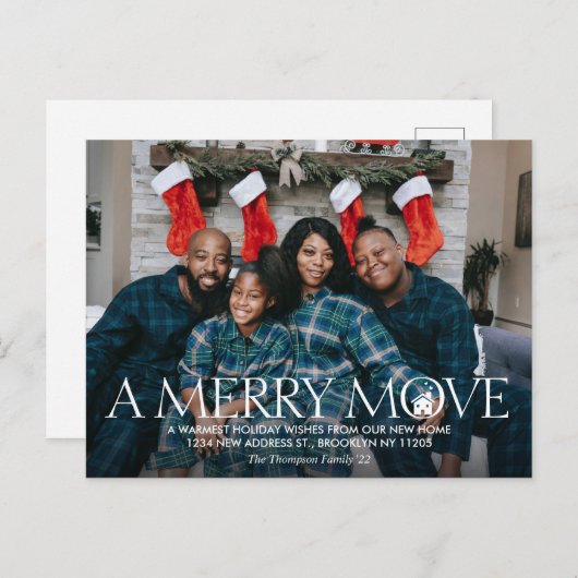 モダンA移動メリー新しいホームフォトホリディムービング 案内ポストカード (正面/裏面)