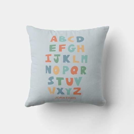 モダンABCアルファベット可愛いパーソナライズされた子供の装飾 クッション (裏面)