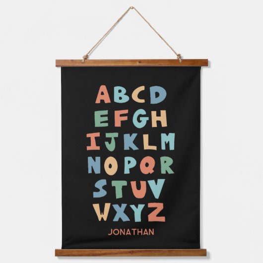 モダンABCアルファベパーソナライズされたット教室 吊り下げ型タペストリー (正面)