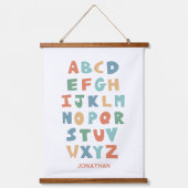 モダンABCアルファベパーソナライズされたット教室 吊り下げ型タペストリー (正面)