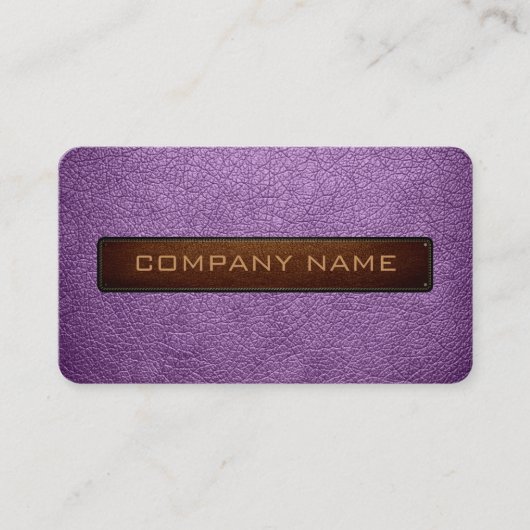 モダンAfrican VioletとBlack Leather Look 名刺 (正面)