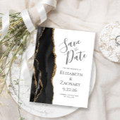 モダンAgate Black金ゴールド日付の保存 案内ポストカード