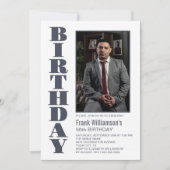 モダンAny Age Gray White Photo Birthday Party 招待状 (正面)