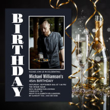 モダンAny Age Gray White Photo Birthday Party