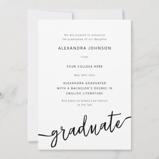 モダンArch写真の卒業 案内状 (裏面)