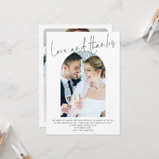 モダンArch 2写真結婚の愛と感謝してい カード (正面/裏面インサイチュ)