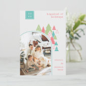 モダンArch and カラフル Tree Photo Crismas Card 招待状 (スタンド正面)