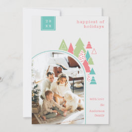 モダンArch and カラフル Tree Photo Crismas Card 招待状