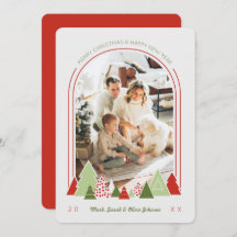 モダンArch and カラフル Tree Photo Crismas Card