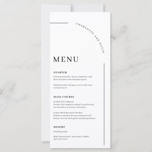 モダンArch Black and Whiteの結婚Photo Menu (正面)