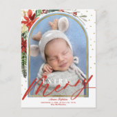 モダンArch Christmasベビー誕生発表 シーズンポストカード (正面)