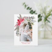 モダンArch Christmas Waterカラーフローラ写真 ポストカード (スタンド正面)