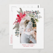 モダンArch Christmas Waterカラーフローラ写真 ポストカード (正面/裏面)