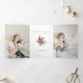 モダンArch Christmas Waterカラーフローラ写真 三つ折りカード (内部)