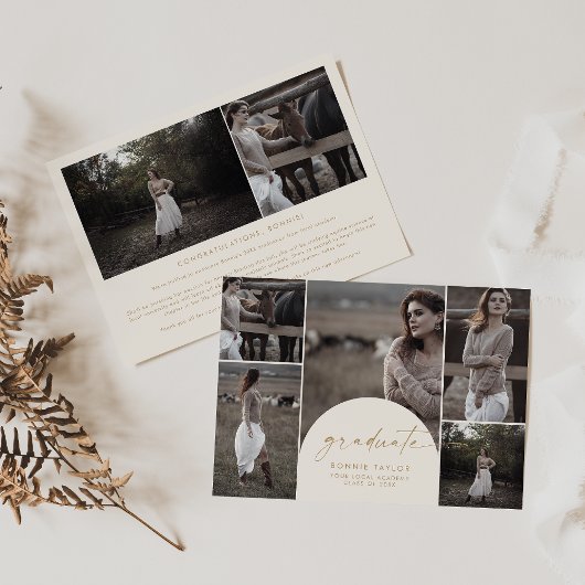 モダンArch Cream卒業数々の写真卒業 案内状