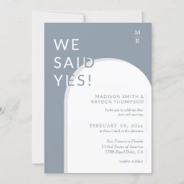 モダンArch Dusty Blue Photo結婚's 招待状