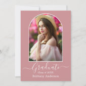 モダンArch Dusty Pink卒業パーティー 招待状 (正面)