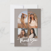 モダンArch Dusty Silver Gray写真卒業 サンキューカード (正面)