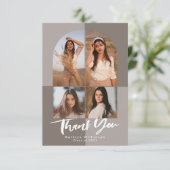 モダンArch Dusty Silver Gray写真卒業 サンキューカード (スタンド正面)