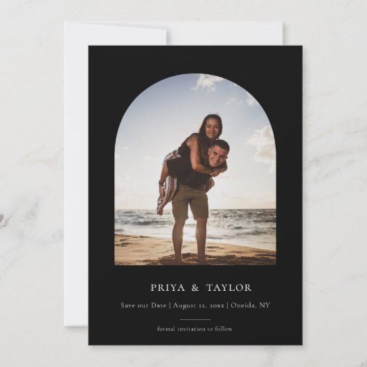 モダンArch Frame Flat日付の写真カードを保存 セーブザデート (正面)