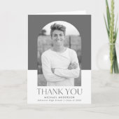 モダンArch Gray Color Block Photo Gradation サンキューカード (正面)