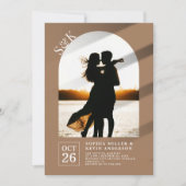 モダンArch I Photo I Leather I's 結婚 招待状 (正面)