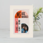 モダンArch、Orange、Pink、Photo Area 箔招待状 (立ち正面)