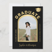 モダンarch photo卒業金ゴールドブラック 案内状 (正面)