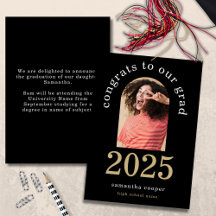 モダンArch Photo 2025 Grad Black Announcement