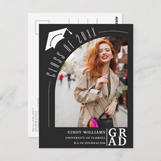 モダンArch Photo Black卒業発表 ポストカード (正面/裏面)