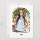 モダンArch Photo Burgundy卒業式パーティー 招待状 (正面)