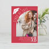 モダンArch Photo Grad Hat Red Graduation 案内状 (スタンド正面)