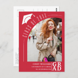 モダンArch Photo Red卒業発表 ポストカード