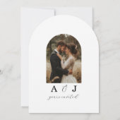 モダンArch Photo Scriptミニマル結婚の 招待状 (裏面)