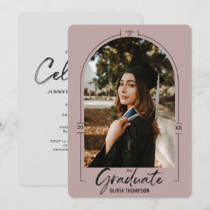 モダンArch Purple Graduation Announcement & 招待状