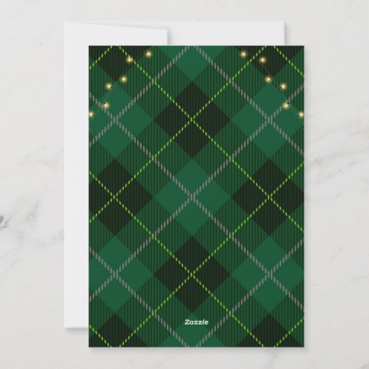 モダンArch & Script Green Plaidクリスマスフォト シーズンカード (裏面)