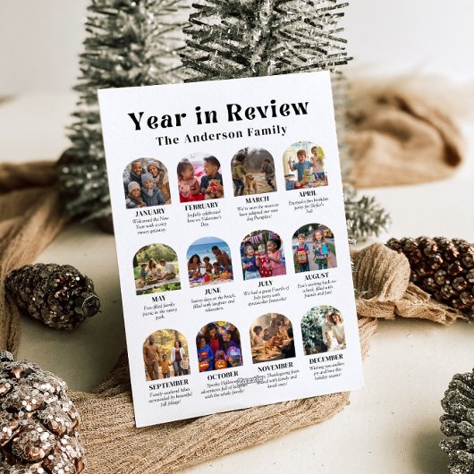 モダンArch Year in Review家族写真クリスマス シーズンカード