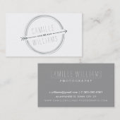 モダンARROW LOGO灰色のクール素朴な手描き 名刺 (正面/裏面)