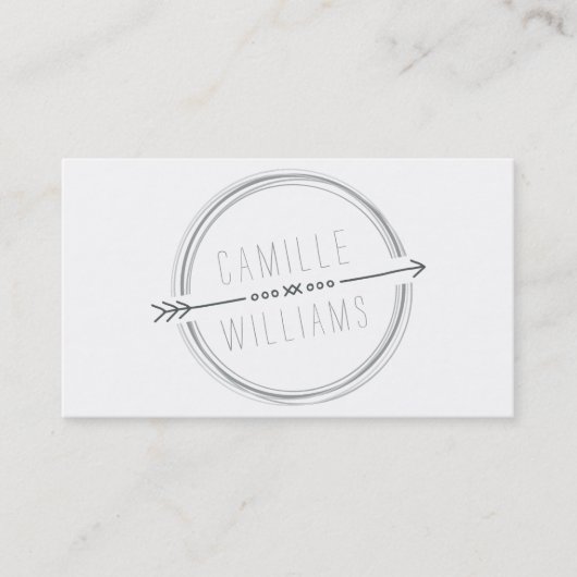 モダンARROW LOGO灰色のクール素朴な手描き 名刺 (正面)