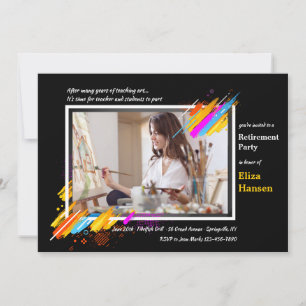 モダンArt Frame Photo Retirement招待状 招待状