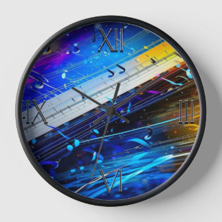 モダンArt Music note Wall Clock 10インチラウンド 壁時計