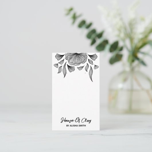モダンArt White Earring Packaging Card 名刺 (スタンド正面)