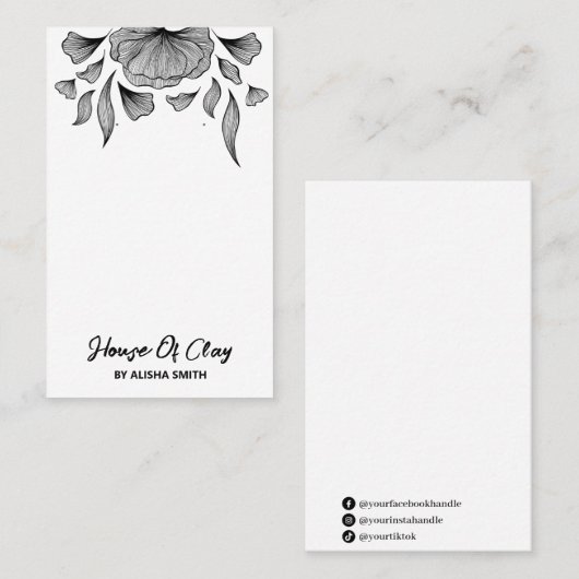 モダンArt White Earring Packaging Card 名刺 (正面/裏面)