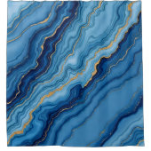 モダンAzure Blue金ゴールド大理石コレクション シャワーカーテン (正面)