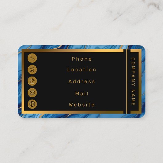モダンAzure Blue金ゴールド大理石コレクション 名刺 (裏面)