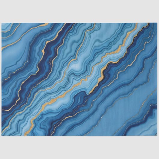 モダンAzure Blue金ゴールド大理石コレクション 薄葉紙 (正面)