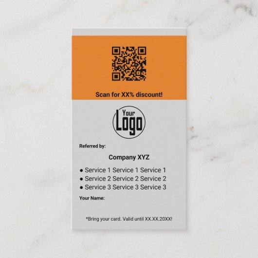 モダンB2BサービスQRコードグレー参照カード 紹介カード (正面)