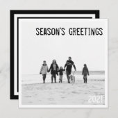 モダンB&WでのSquare Holidayフォトグリーティング シーズンカード (正面/裏面)