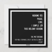 モダンB&WでのSquare Holidayフォトグリーティング シーズンカード (裏面)