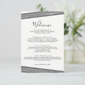 モダンB&Wの結婚旅程カード 招待状 (スタンド正面)